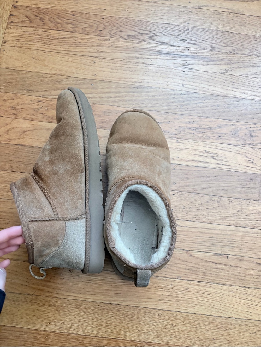 UGG Tan Suede Slip-On Shearling Lined Slippers